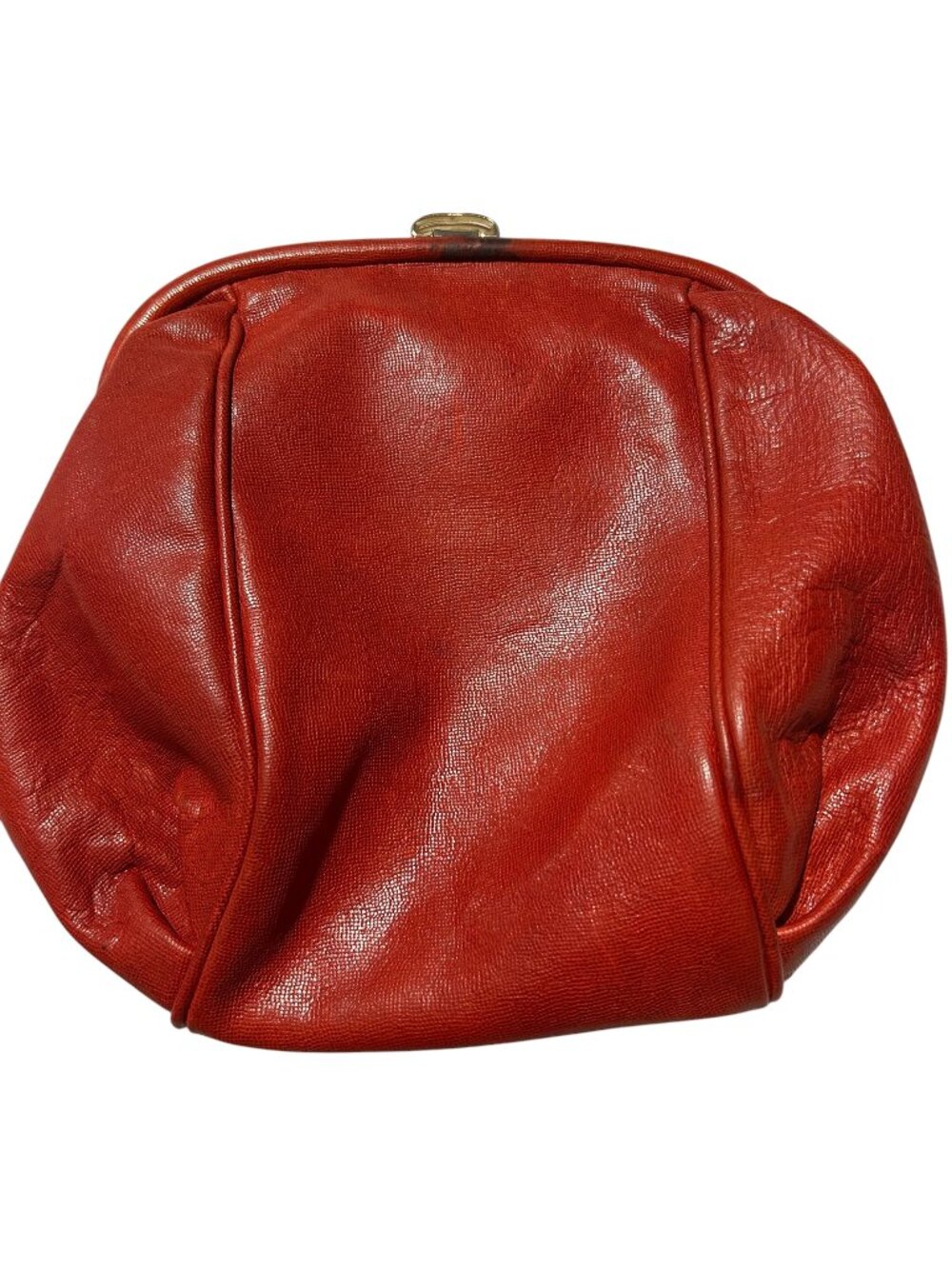 Lord & Taylor Red Leather Kiss Lock Clutch